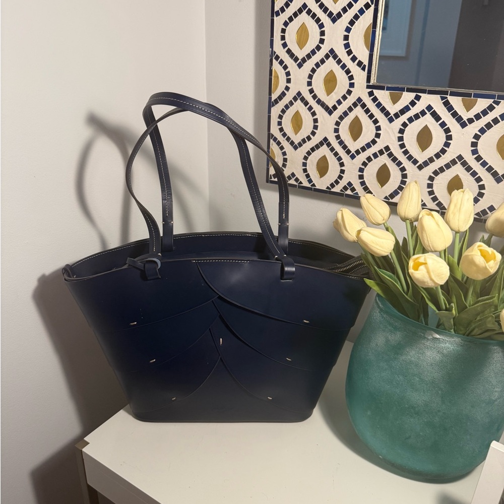 Boldrini Selleria Opera navy blue zippered tote nwt